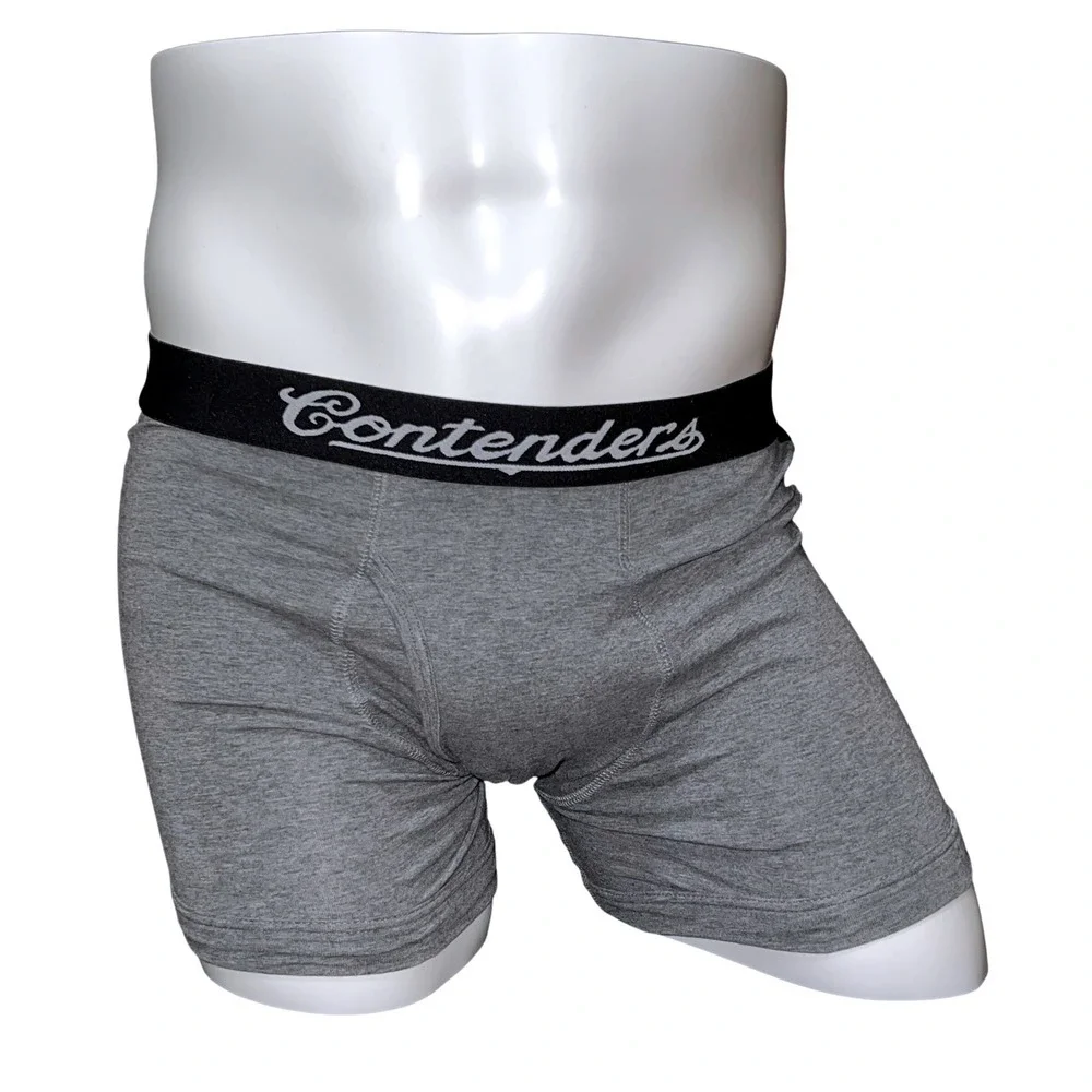 Contenders Mens Challenger Boxer Briefs Grey Black Stripe Ride Control Size S